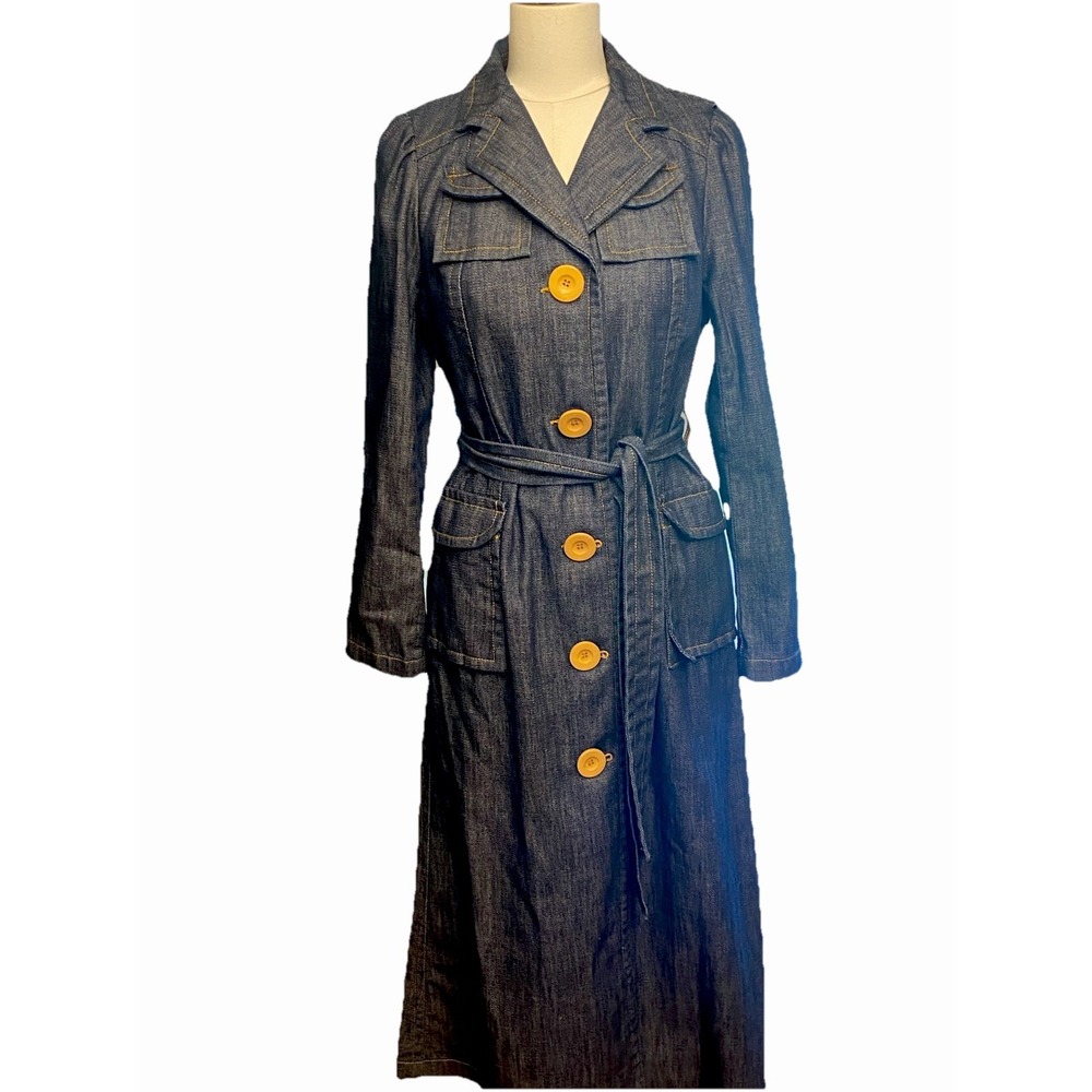 NWT Marc Jacobs Y2K Denim Trench Coat with XL Contrast Gold Buttons